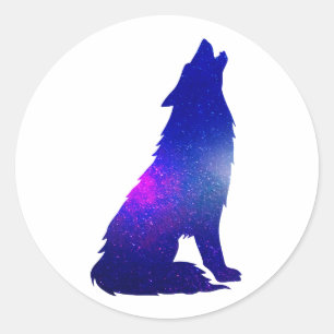 Space Wolf heulend - Hintergrundfarbe wählen Runder Aufkleber