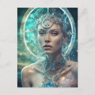 Space Woman Beautiful Scifi Postkarte
