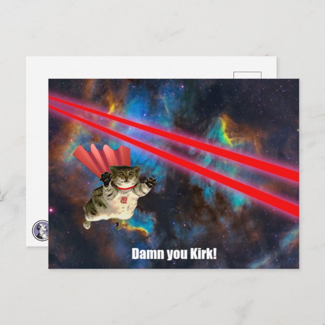 Spacecat Dodging Phasers Postkarte (Vorne/Hinten)