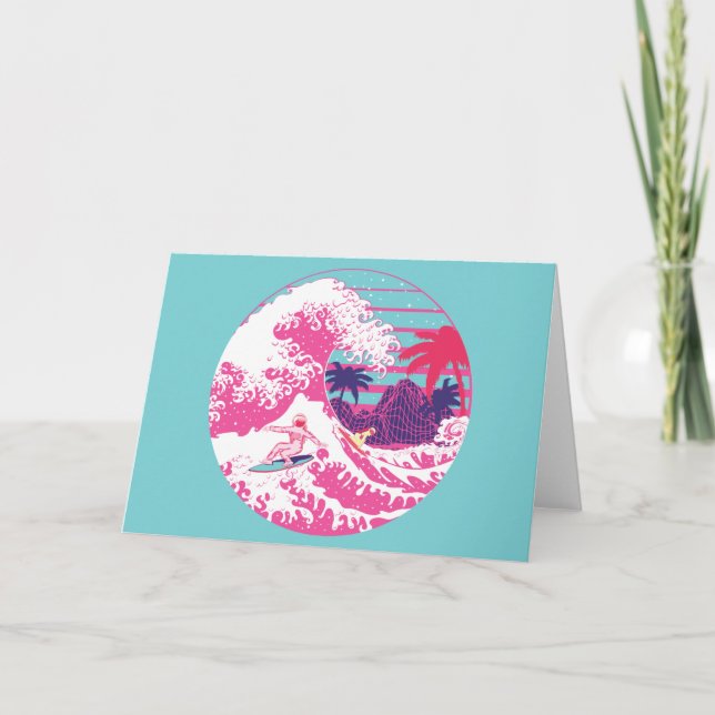 Spaceman Surfen Die große rosa Welle Karte (Vorderseite)
