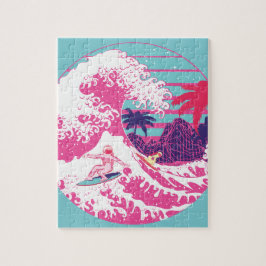 Spaceman surfen Die große rosa Welle Puzzle