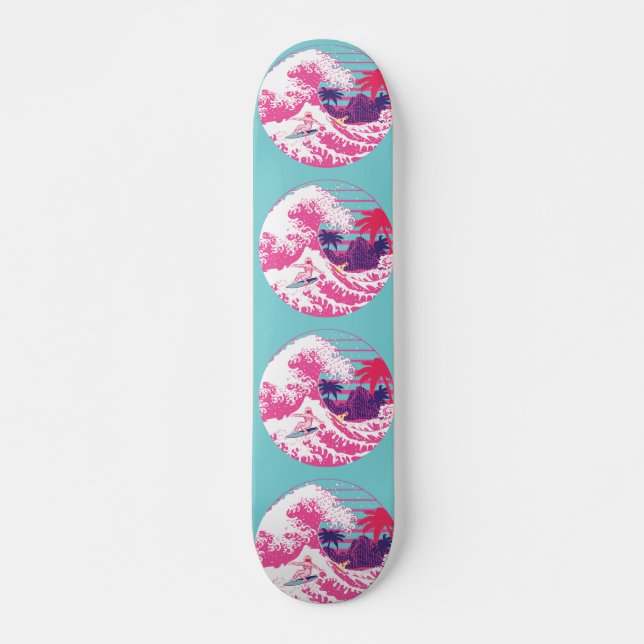 Spaceman surfen Die große rosa Welle Skateboard (Vorne)