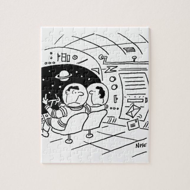 Spacemen in einem Spaceship Mail-Cartoon Puzzle (Vertikal)