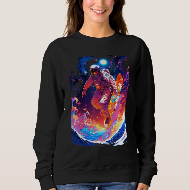 Spacer surfing the waves of an alien planet hangin sweatshirt (Vorderseite)