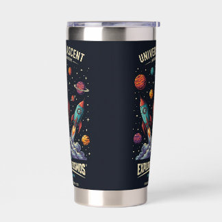 SpaceRocket Launch Explore Cosmos Dark Tumbler Thermobecher