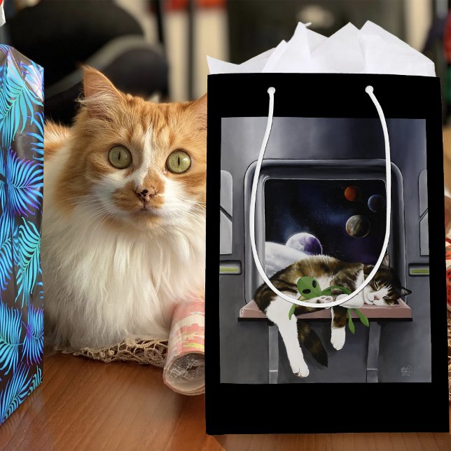 Spaceship Cat Sci-Fi Niedlich Mittlere Geschenktüte (Von Creator hochgeladen)
