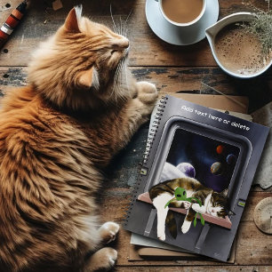 Spaceship Cat Sci-Fi Niedlich Notizbuch