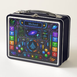 Spaceship Control Panel Personalized Name Metall Brotdose