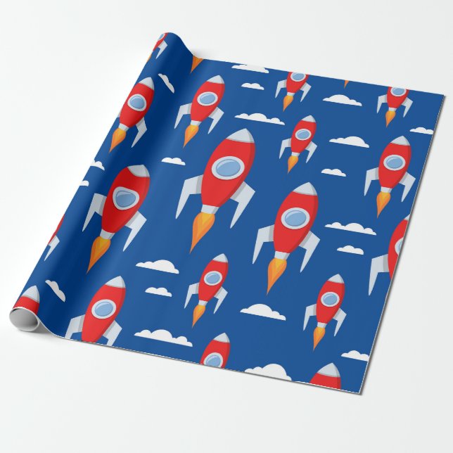 Spaceship Rocket Fun Geschenkpapier (Ungerollt)