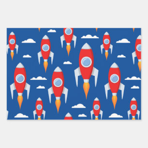 Spaceship Rocket Fun Geschenkpapier Set