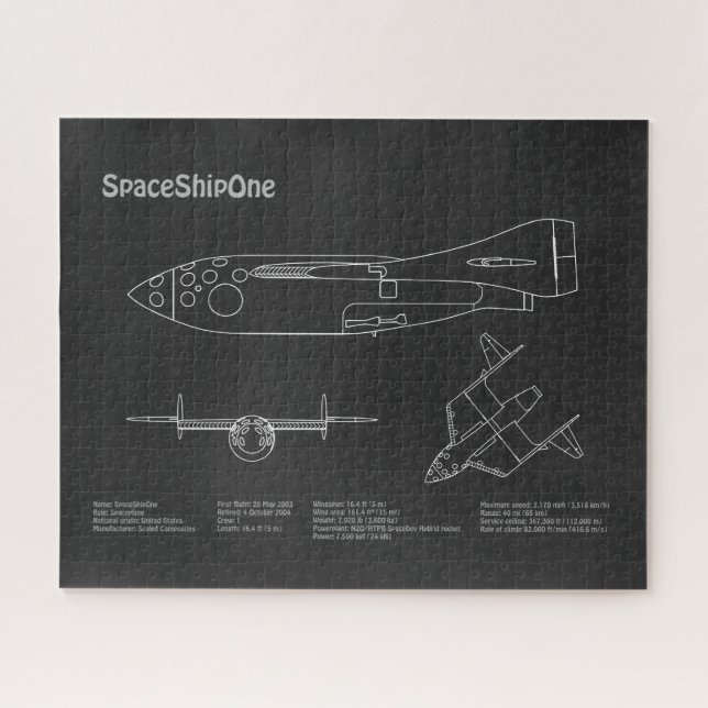 SpaceShipOne - Flugzeugkonzept Zeichnend Pläne PD Puzzle (Horizontal)