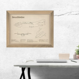 SpaceShipOne - Flugzeugkonzept Zeichnend Pläne SD Fotodruck