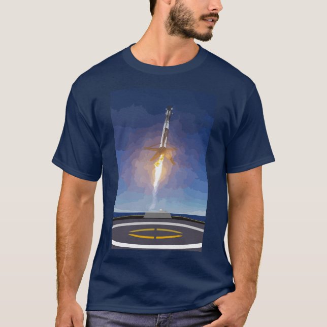 SpaceX Rocket gehende Landung auf Drohne-Schiff T-Shirt (Vorderseite)