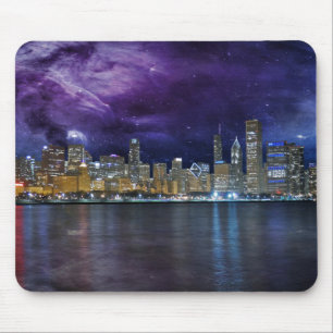 Spacey Chicago Skyline Mousepad