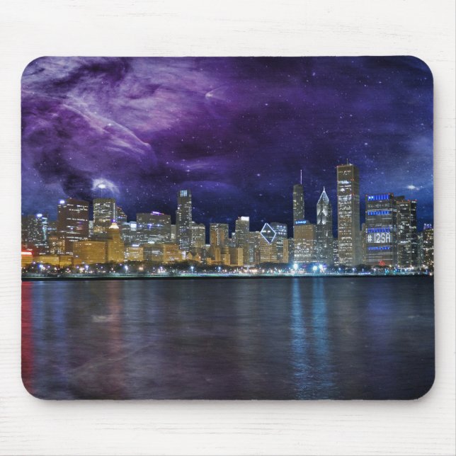 Spacey Chicago Skyline Mousepad (Vorne)