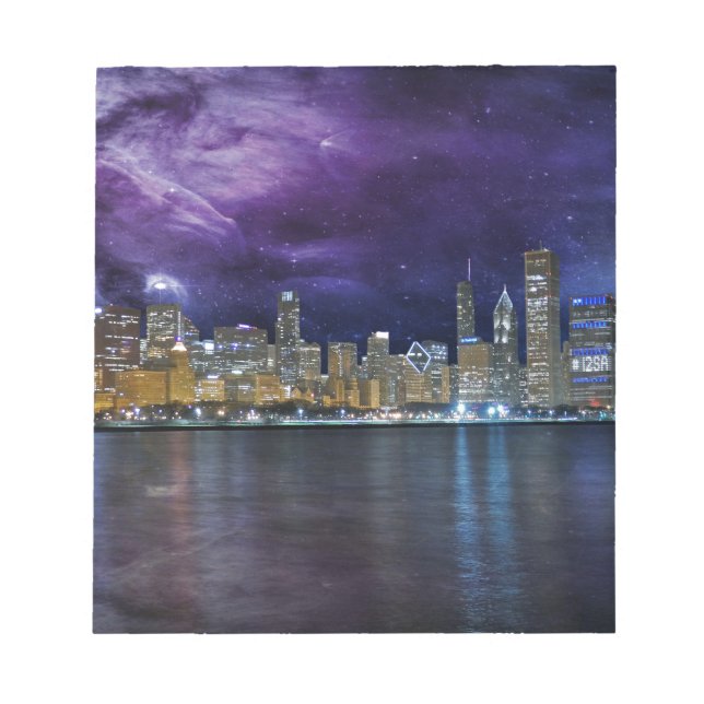 Spacey Chicago Skyline Notizblock (Vorderseite)