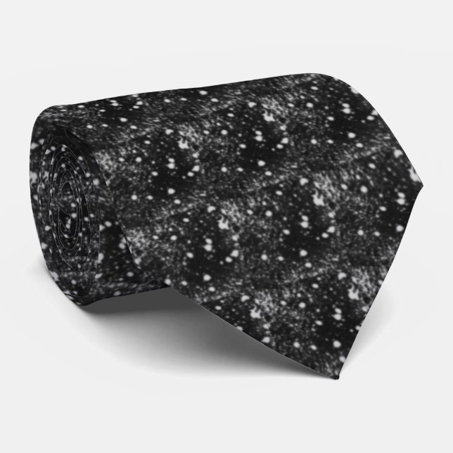 Spacey Gray Splatter On Black Repeat Pattern  Krawatte (Gerollt)