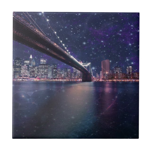 Spacey Manhattan Skyline Fliese (Vorderseite)