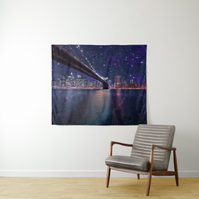 Spacey Manhattan Skyline Wandteppich (Beispiel (Horizontal))