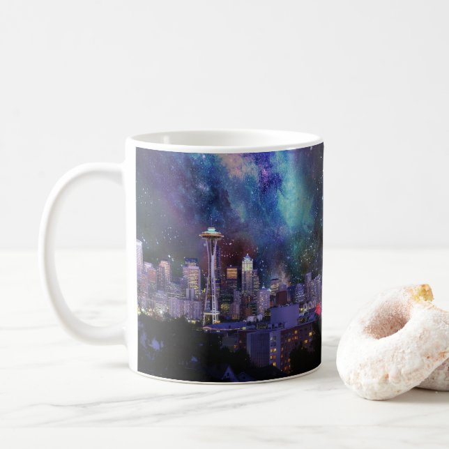 Spacey Seattle Kaffeetasse (Mit Donut)