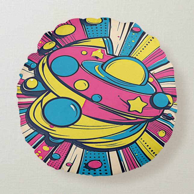 Spacey Way | Rundes Kissen (Vorderseite)