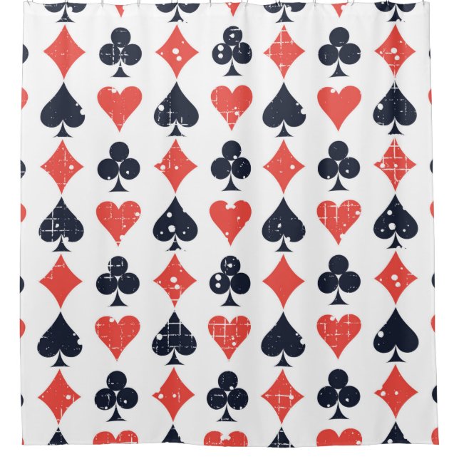 Spade, Diamant, Herz, Clubmuster Duschvorhang (Vorderseite)