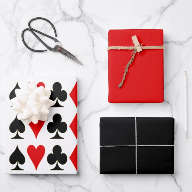 Spade, Diamond, Club, Anzüge für Herzkartentouren Geschenkpapier Set (Vorderseite)