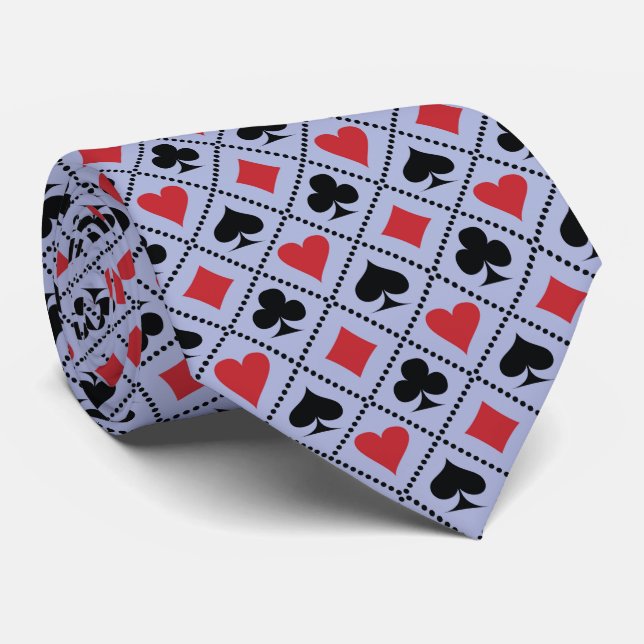 Spade, diamond, heart & club, playing card pattern krawatte (Gerollt)