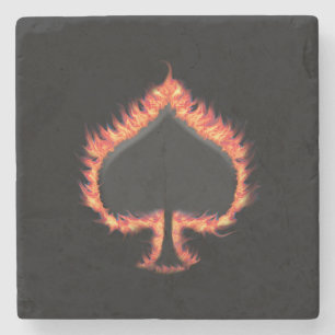 Spades Flames Steinuntersetzer