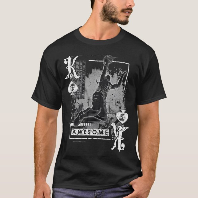 Spades King Basketball Vintager Poker Design T-Shirt (Vorderseite)