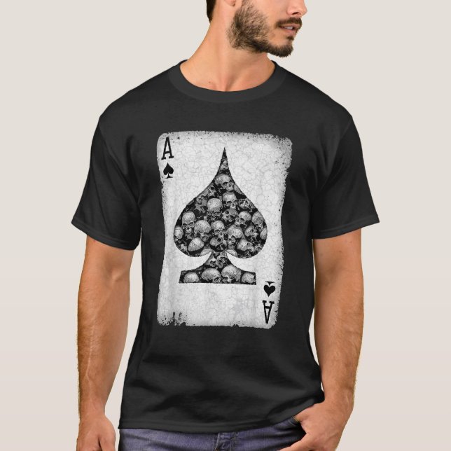 Spades Vintag Gothic Gambler Skull-Spiel T-Shirt (Vorderseite)