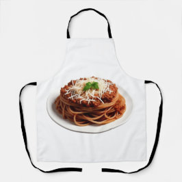 Spaghetti Bolognese mit Käse oben Schürze