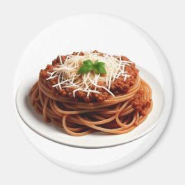 Spaghetti Bolognese mit Käse und Basilikum-Blätter Magnet