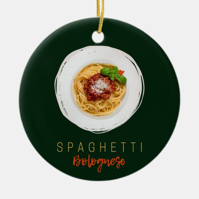 Spaghetti bolognese Nudeln Gourmet Koch Keramik Ornament (Vorne)