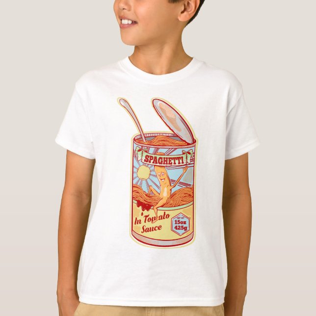 Spaghetti Can Retro Poster T-Shirt (Vorderseite)