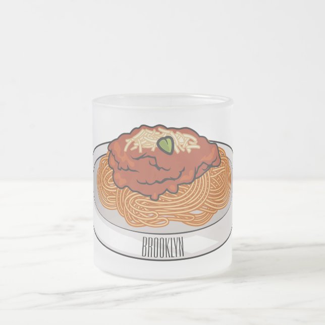 Spaghetti-Cartoon-Abbildung Mattglastasse (Mittel)