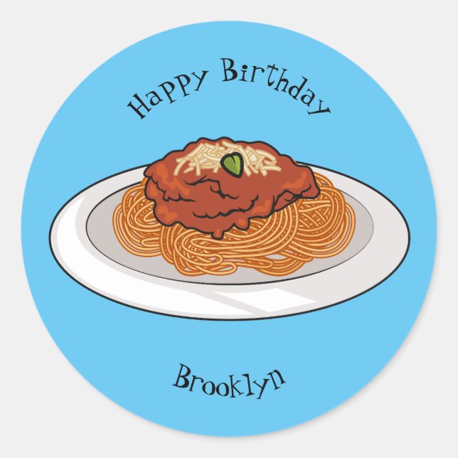 Spaghetti-Cartoon-Abbildung Runder Aufkleber (Vorderseite)