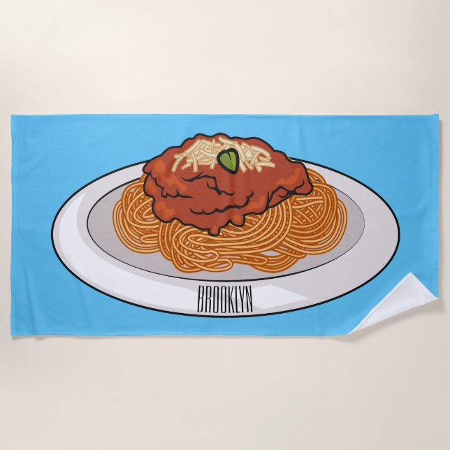 Spaghetti-Cartoon-Abbildung Strandtuch (Vorderseite)