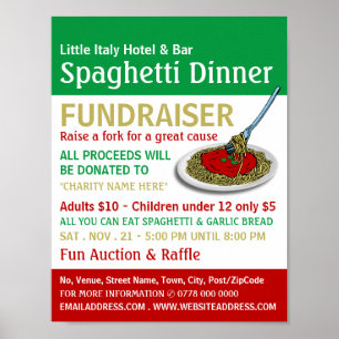 Spaghetti Dinner Fundraiser Veranstaltung Poster