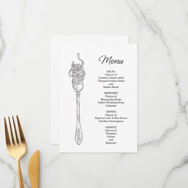 Spaghetti Dinner Menükarte (Vorderseite/Rückseite Beispiel)