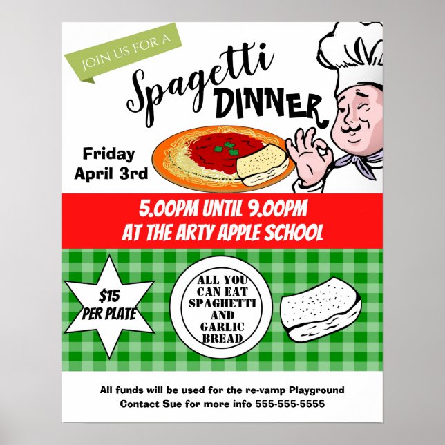 Spaghetti-Dinner, Spaghetti-Spendenaktion für die  Poster (Vorne)