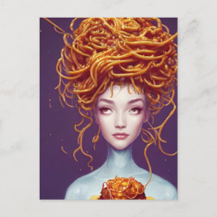 Spaghetti Hair Woman Postkarte