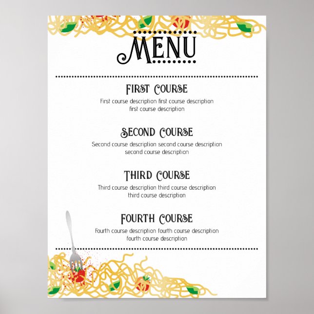 Spaghetti italienische Pasta Dinner Party Catering Poster (Vorne)