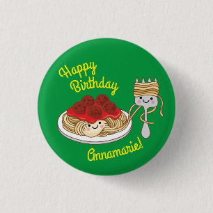 Spaghetti Kindergeburtstag Party Meatballs Button