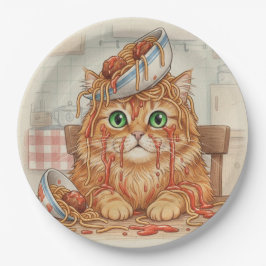 Spaghetti Kitty, Orange, Paper Plates Pappteller