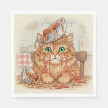 Spaghetti-Kitty, Orange, Servietten