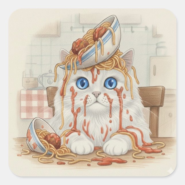 Spaghetti Kitty, White, Stickers (Vorderseite)