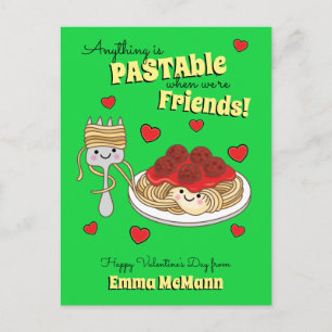 Spaghetti-Klassenzimmer-Valentinstag-Freundschafts Postkarte