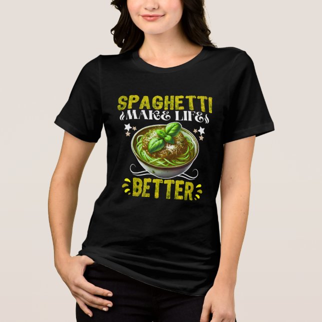 Spaghetti macht das Leben besser Tri-Blend Shirt (Vorderseite)