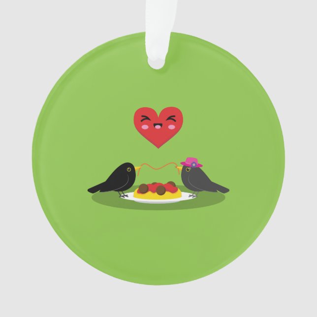 Spaghetti Meatballs Romantisches Datum Ornament (Vorderseite)